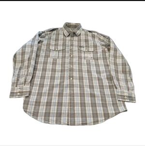 Ecko Unltd Vintage Mens Embroidered Patch Button Down Shirt LARGE Plaid Y2k